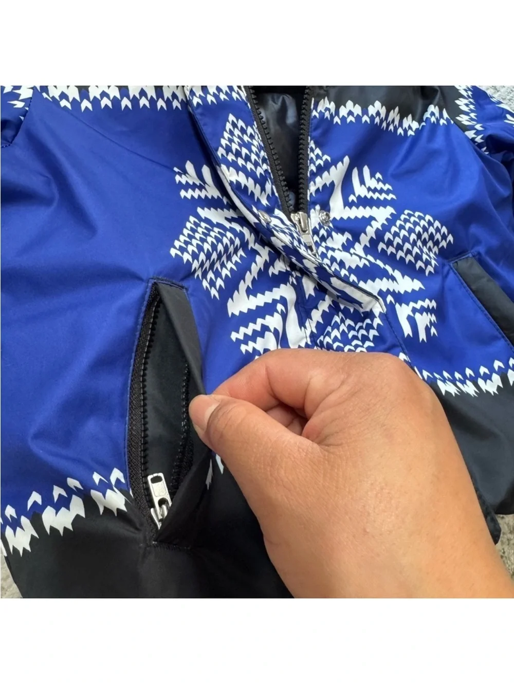 Polo by Ralph Lauren Blue & Black Snowflake Puffer Jacket